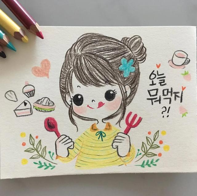 60张萌萌的彩铅小女孩简笔画，这超Q的小清新，看完分分钟学会-32.jpg