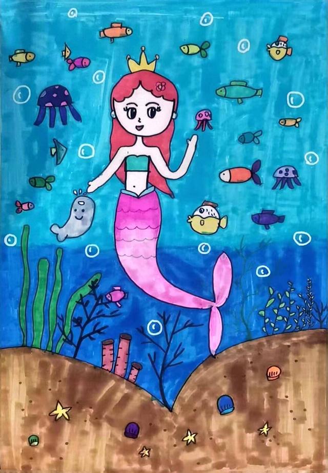 绘画：美人鱼｜烟台中小学生“才艺秀”作品选登-1.jpg